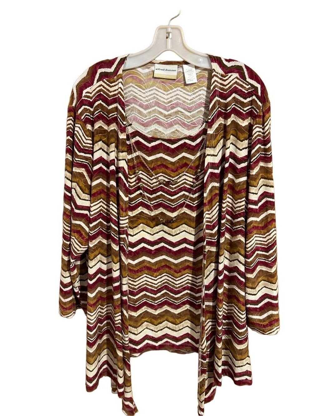 Alfred Dunner Woman Geometric Print Round Neck Tunic 2 Necklaces Size 2x